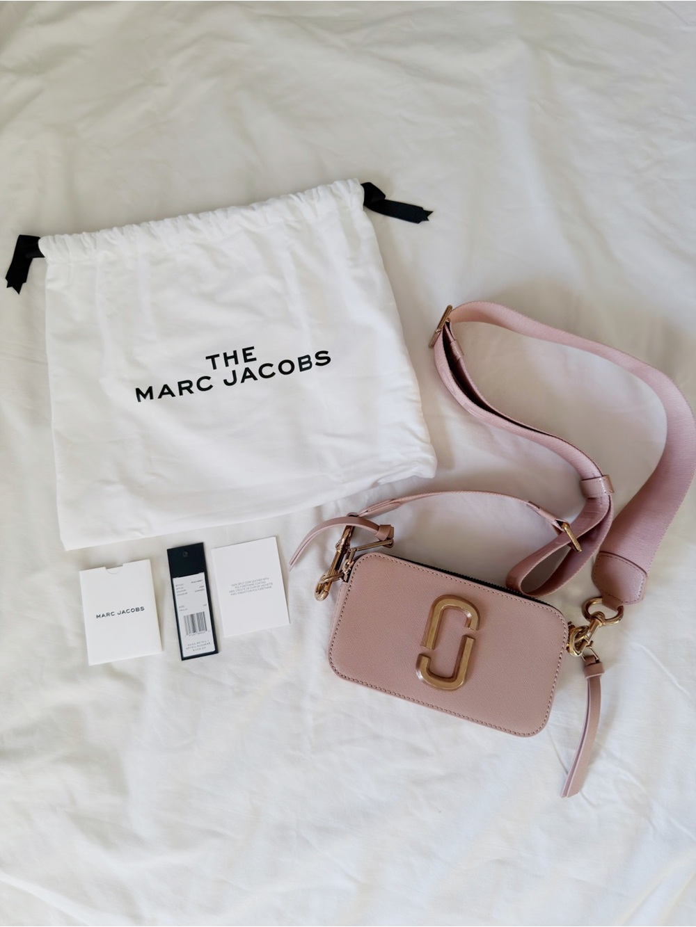 Marc Jacobs Pale Pink Leather Crossbody Camera Bag with Gold Hardware